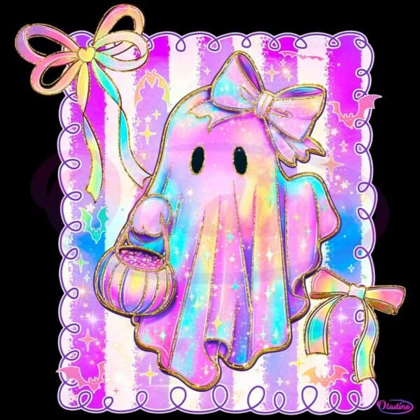 Cute Neon Coquette Ghost Spooky Pumpkin Floral Halloween PNG