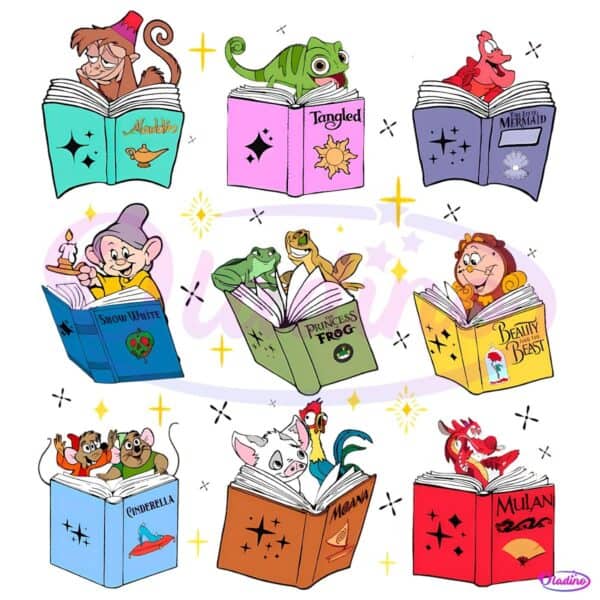 Disney Princess Sidekick Reading Time Back To School Book Lover PNG