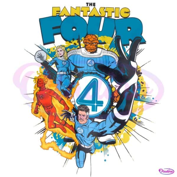Fantastic Four Comic Superhero Family Retro Marvel Style PNG