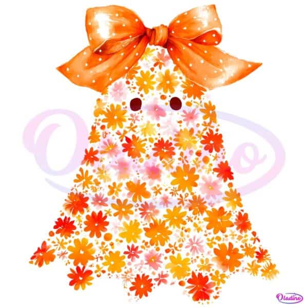 Floral Bow Ghost Girly Cute Halloween PNG