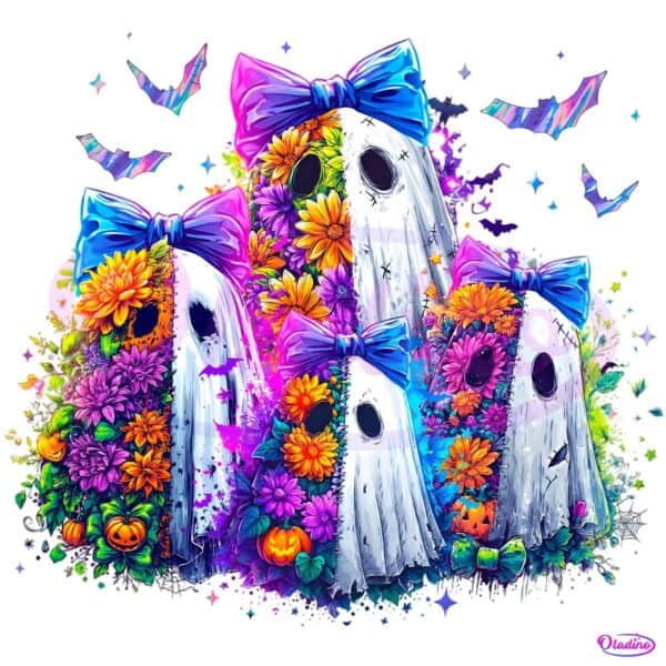 Floral Ghost Coquette Halloween Pumpkin Boo Spooky Season PNG