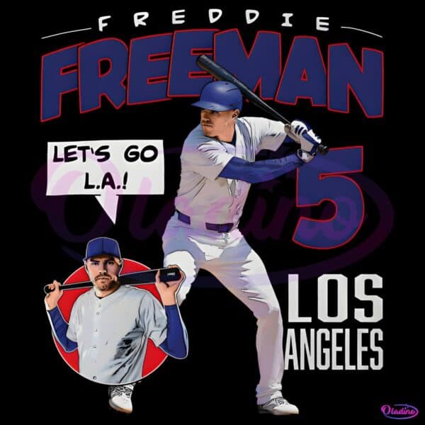 Freddie Freeman Los Angeles Baseball Player Comic Style PNG
