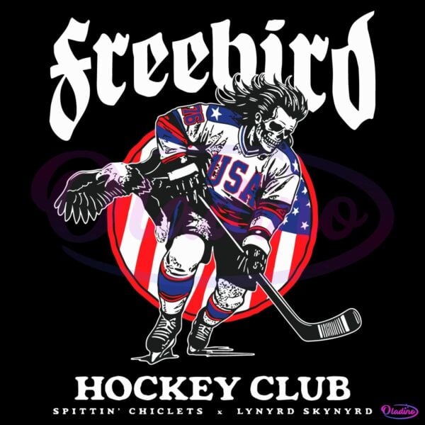 Freebird Hockey Club Lynyrd Skynyrd Collab Patriotic Hockey Fan SVG