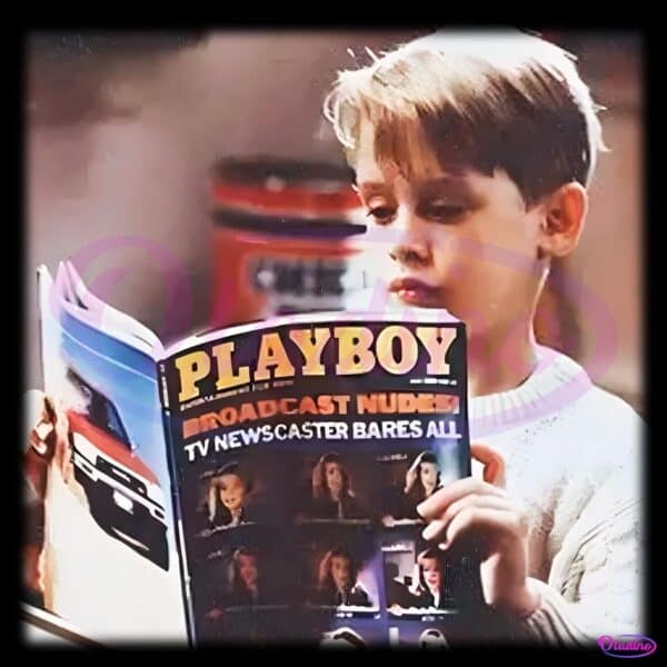Funny Home Alone Kid Reading Playboy Meme Vintage PNG