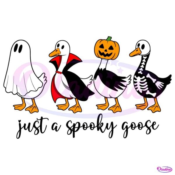 Funny Spooky Goose In Halloween Costumes SVG