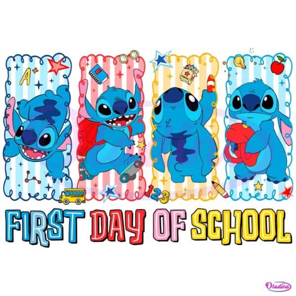 Funny Stitch First Day School Cartoon Kids PNG