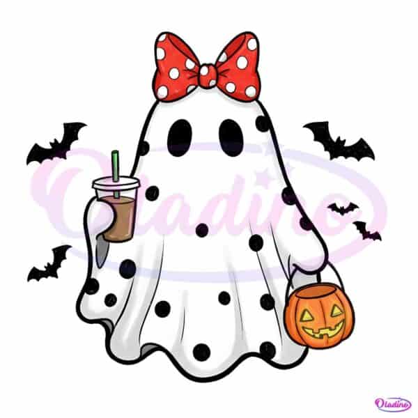 Girly Coquette Ghost Halloween Pumpkin Cute Spooky Season PNG