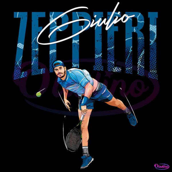 Giulio Zeppieri Tennis Player Graphic Serve Pose Grunge Style PNG