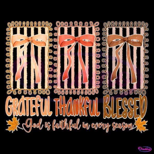 Grateful Thankful Blessed Christian Fall Bow PNG