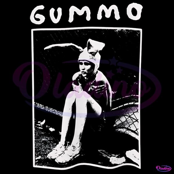 Gummo Bunny Boy Sitting Fence Scene Black White Aesthetic Movie PNG