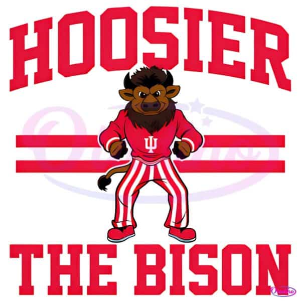 Hoosier The Bison Indiana University Mascot In Red Striped Uniform PNG