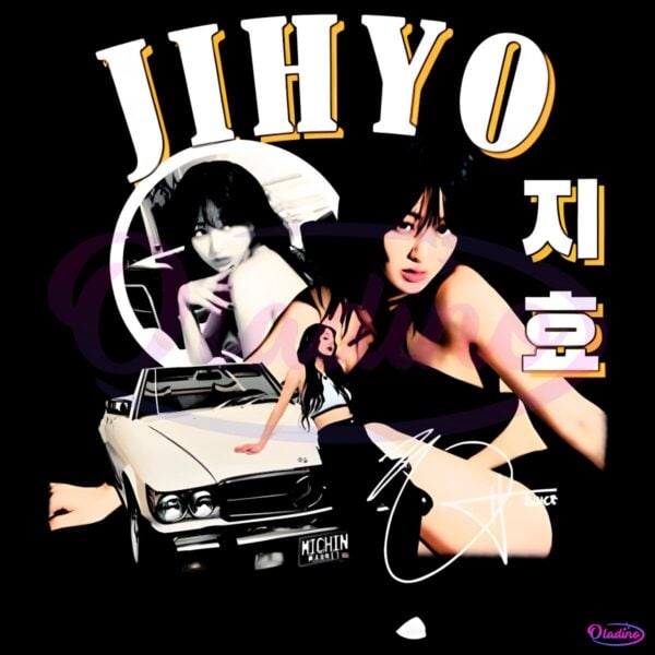 Jihyo Retro Car Collage Twice Kpop Fan Art PNG