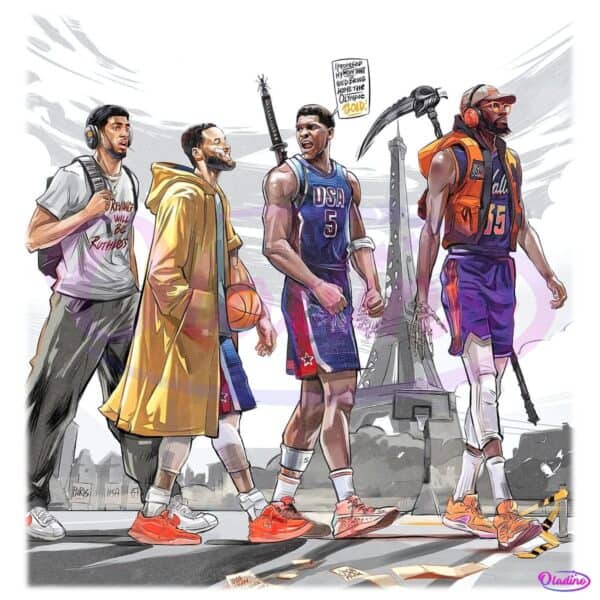 Job Finished Team Usa Basketball Olympic Gold Squad Paris 2024 Fan Art Warriors Style PNG
