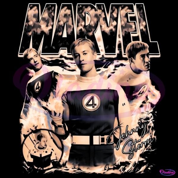 Johnny Storm Human Torch Vintage Marvel Fantastic Four First Steps PNG