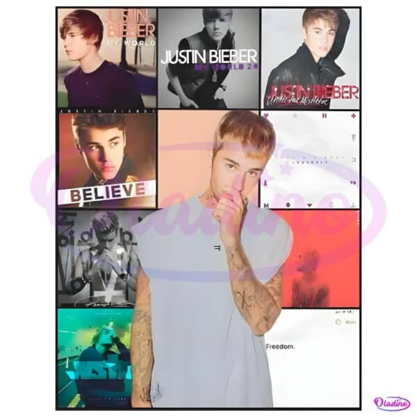 Justin Bieber Album Cover Collage Vintage PNG
