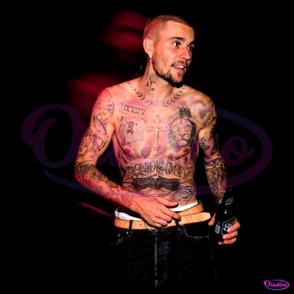 Justin Bieber Shirtless Tattoo Glow Motion 2025 PNG