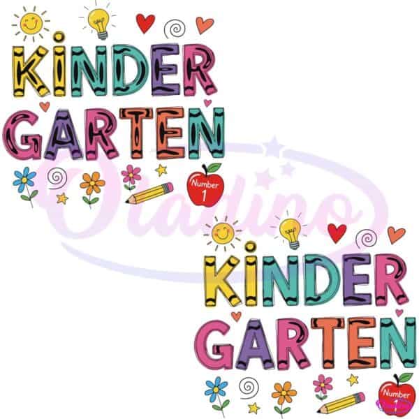 Kindergarten Number One Retro Colorful Back To School PNG