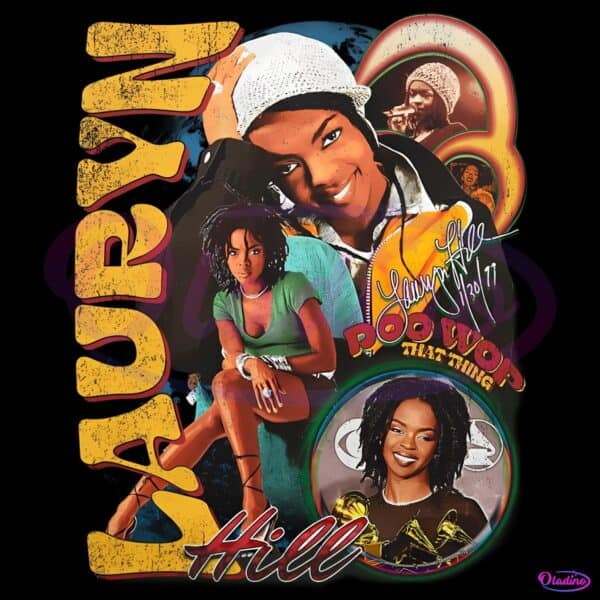 Lauryn Hill Vintage Soul Hip Hop Collage Graphic PNG