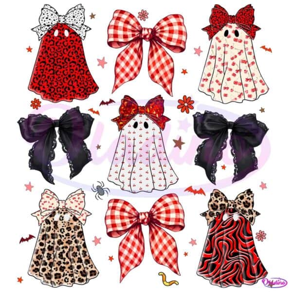 Leopard Checker Coquette Ghost Spooky Halloween PNG
