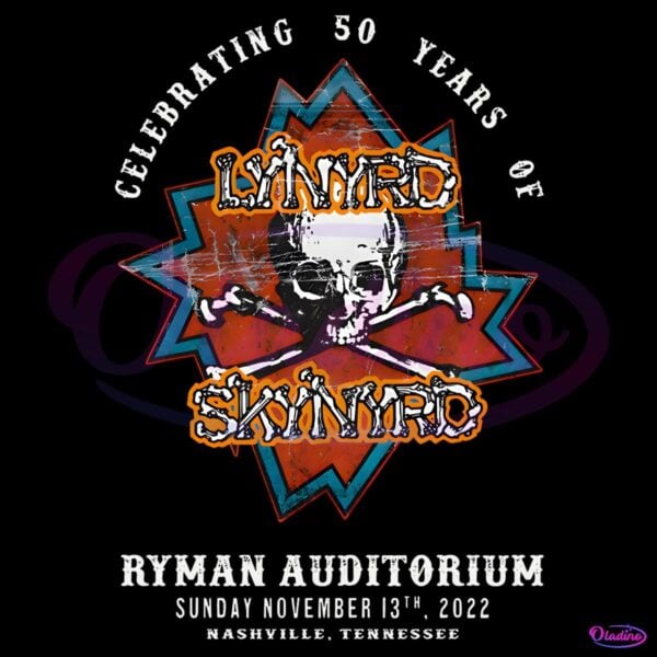 Lynyrd Skynyrd 50Th Anniversary Skull Ryman Auditorium Nashville Concert PNG