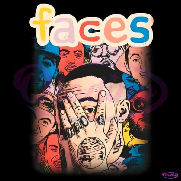 Mac Miller Faces Album Art Psychedelic Vintage Aesthetic PNG