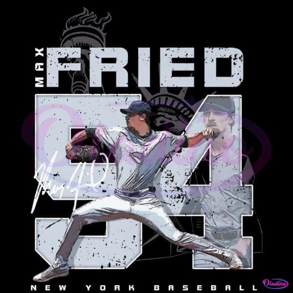 Max Fried New York Baseball Number 54 Steel Texture Design PNG