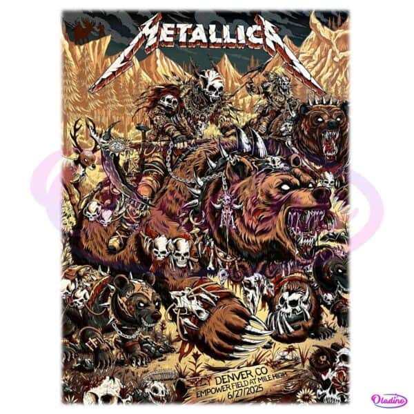 Metallica Denver Empowerfield Mile High Bear Warrior Skull Poster June 2025 PNG