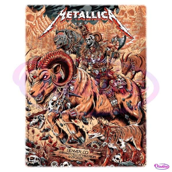 Metallica Denver Empowerfield Mile High Ram Skull Warrior Poster June 2025 PNG