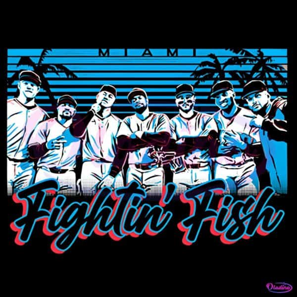 Miami Fightin Fish Retro Baseball Team Graphic PNG