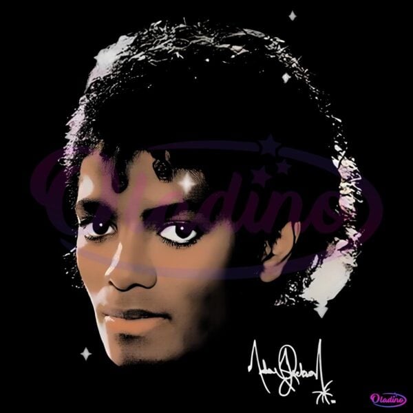 Michael Jackson Curly Hair Glow Portrait Signature PNG