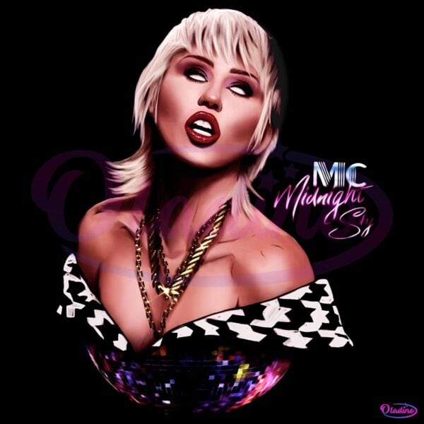 Miley Cyrus Midnight Sky Disco Glam Pop Art PNG