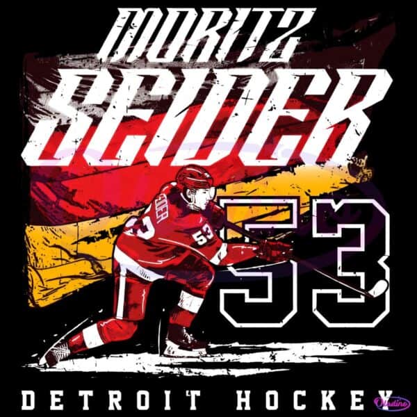 Moritz Seider Detroit Hockey Number Fifty Three With Germany Flag PNG