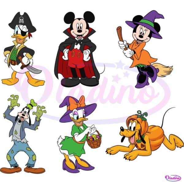 Mouse Friends Halloween Cartoon Character Spooky Vibes SVG