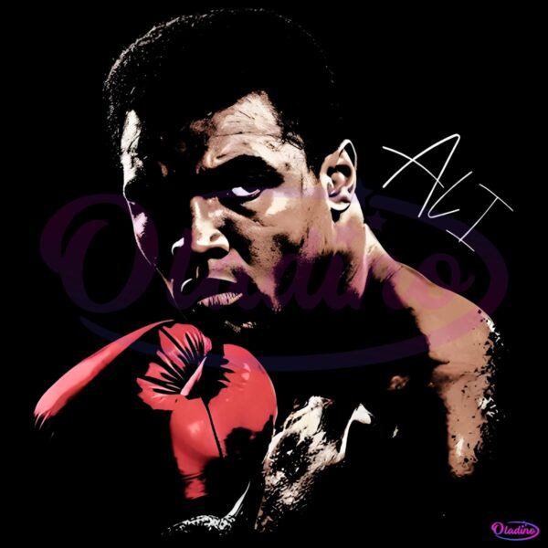 Muhammad Ali Boxing Portrait Red Glove Signature Style PNG