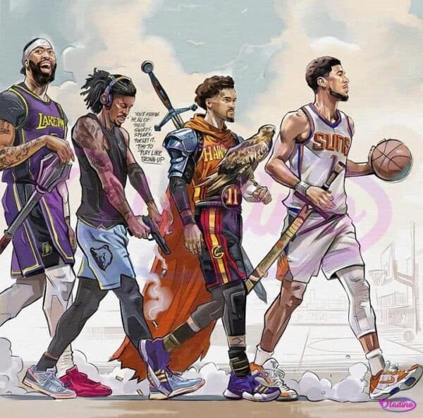 Nba Superstars Warrior Style Devin Booker Ja Morant Anthony Davis Trae Young PNG