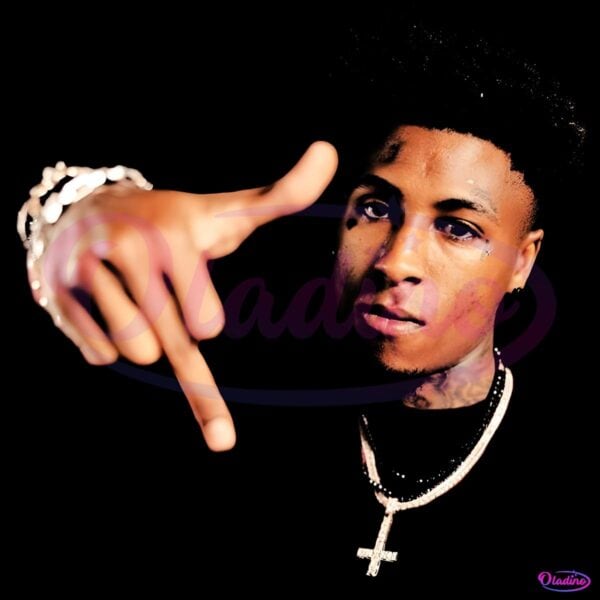 Nba Youngboy Cross Necklace Black Portrait Rap PNG