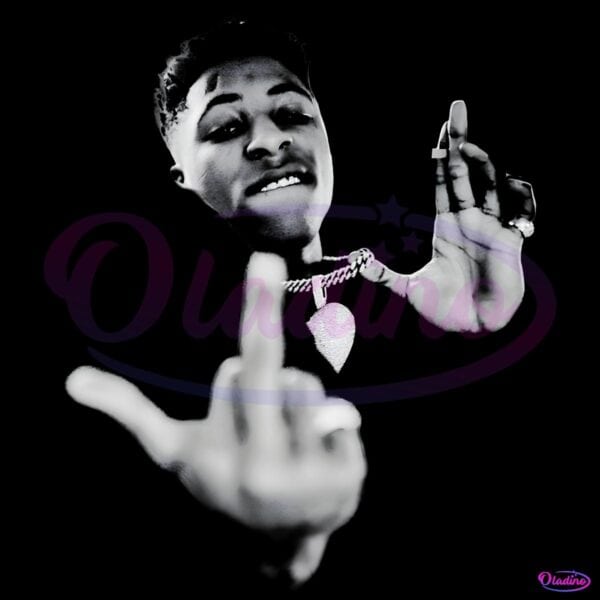 Nba Youngboy Middle Finger Rap Attitude Black And White Portrait PNG