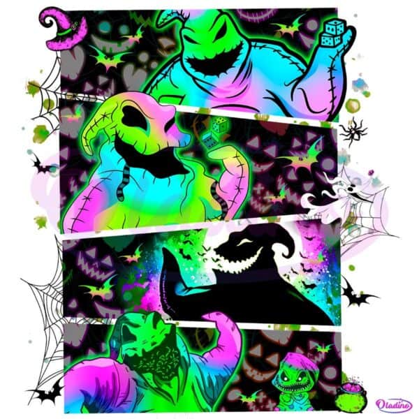 Neon Oogie Boogie Cartoon Spooky Horror Halloween PNG