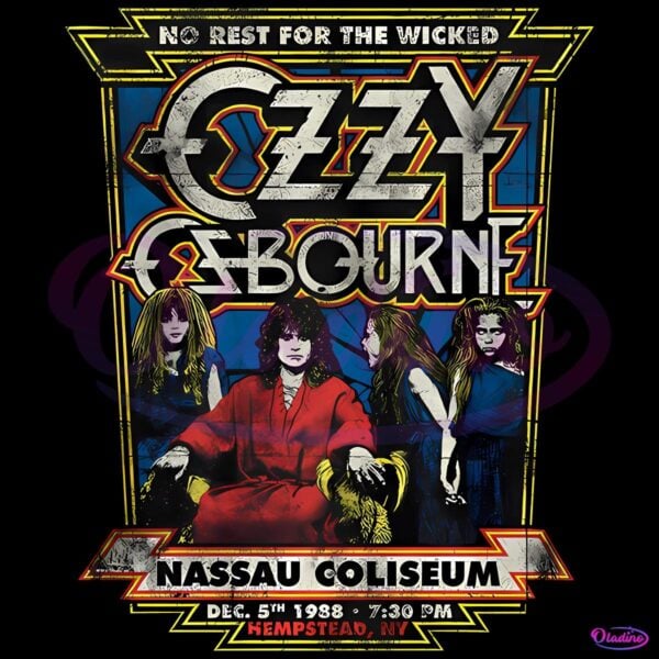 No Rest For The Wicked Ozzy Retro Concert Poster Style PNG