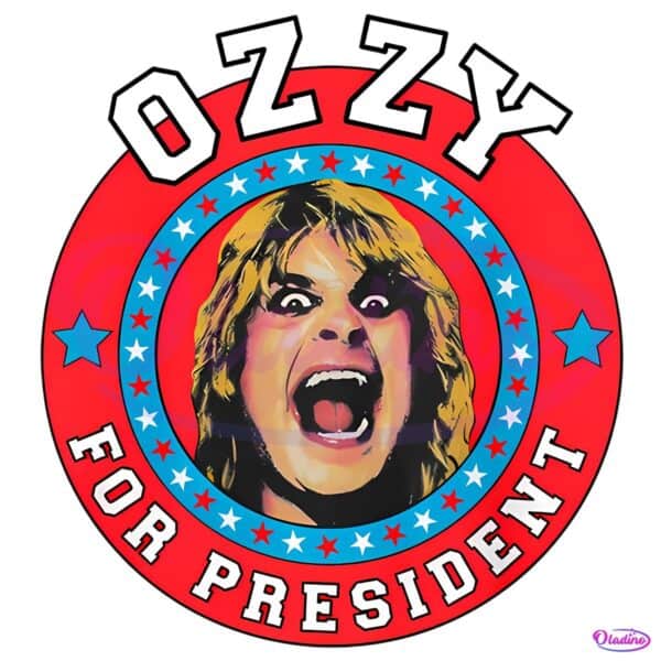 Ozzy For President Red Blue Star Badge PNG