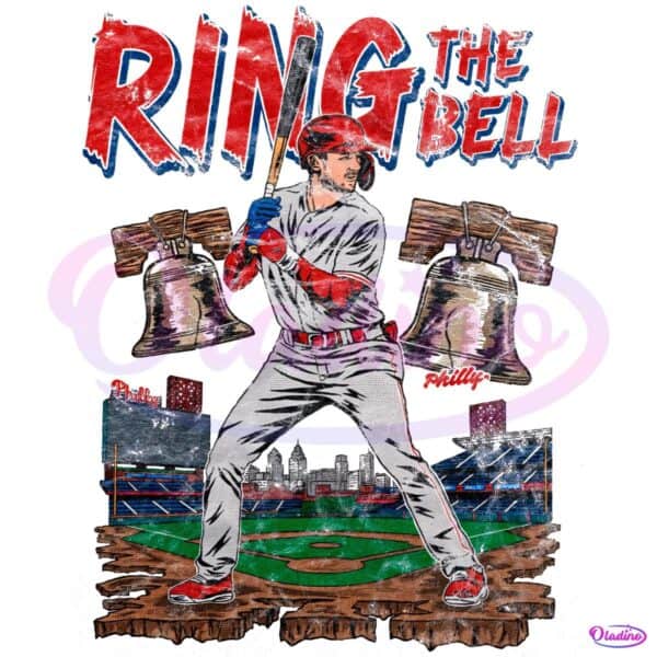 Philadelphia Baseball Ring The Bell Player With Liberty Bell And Stadium PNG