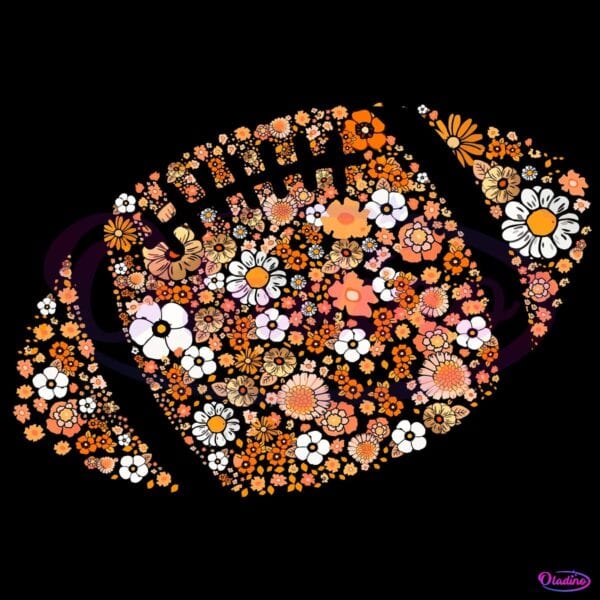 Retro Floral Football Game Day Touchdown Fall PNG