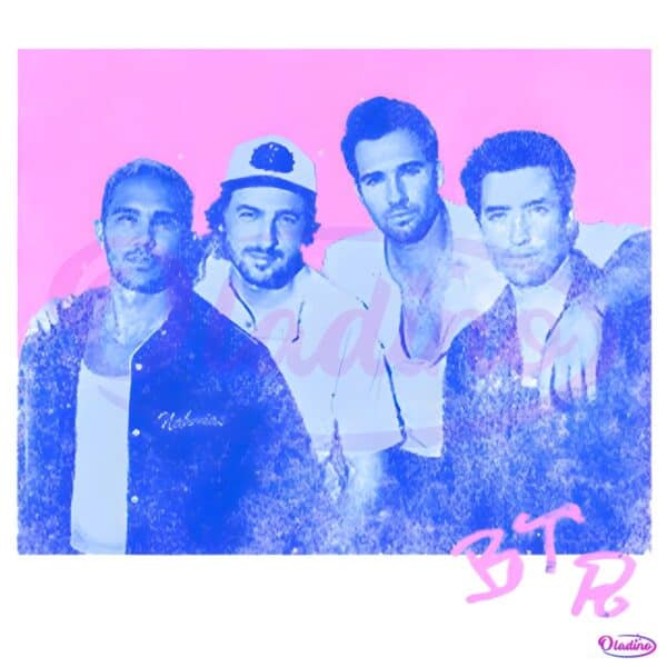 Retro Neon Pink And Blue Halftone Big Time Rush Tour PNG