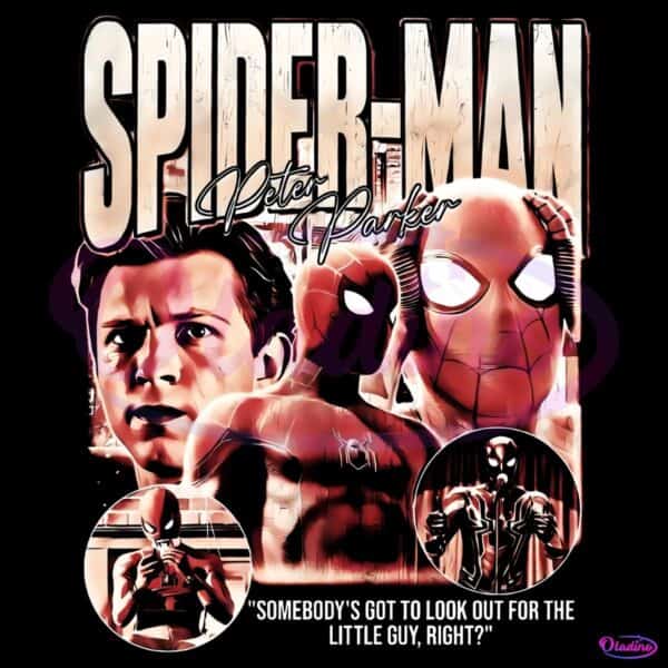 Retro Spider Man Tom Holland Peter Parker Oversized Marvel Graphic PNG