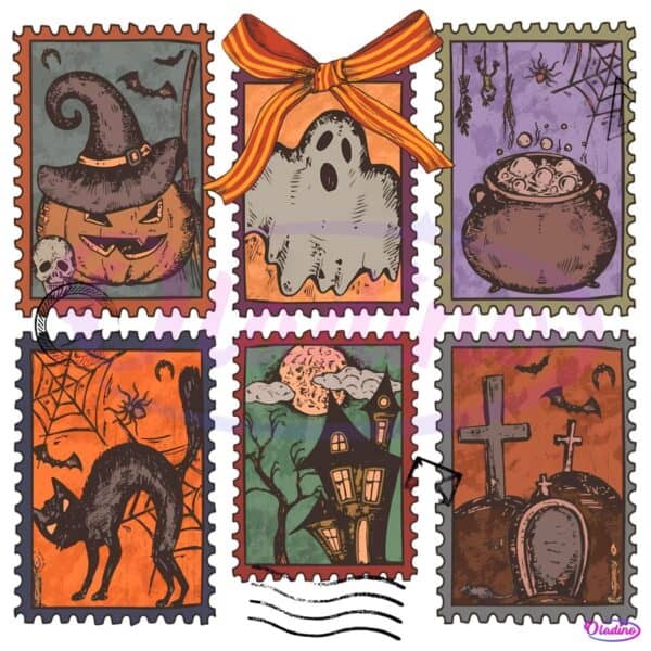 Retro Spooky Halloween Stamp PNG