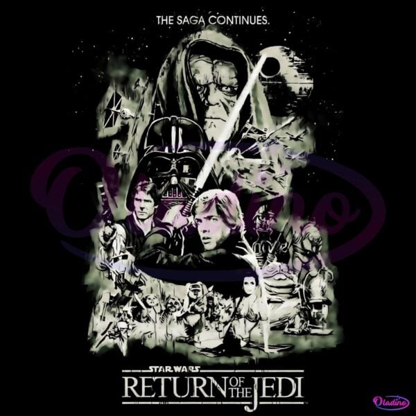 Return Of The Jedi Vintage Star Wars Retro Galaxy Battle Design PNG