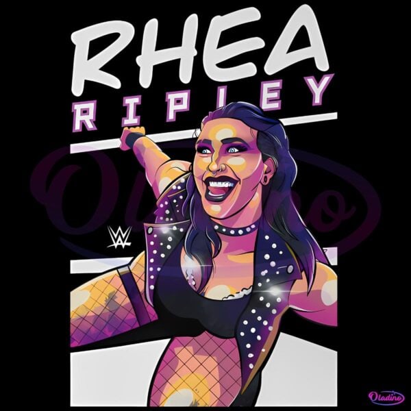 Rhea Ripley Cartoon Style Wrestling Pop Art Purple Graphic PNG
