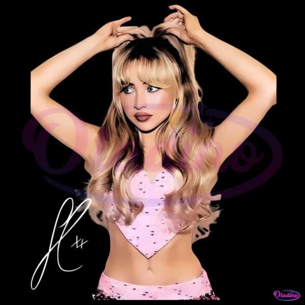 Sabrina Carpenter Retro Pink Outfit Pop Star Aesthetic PNG