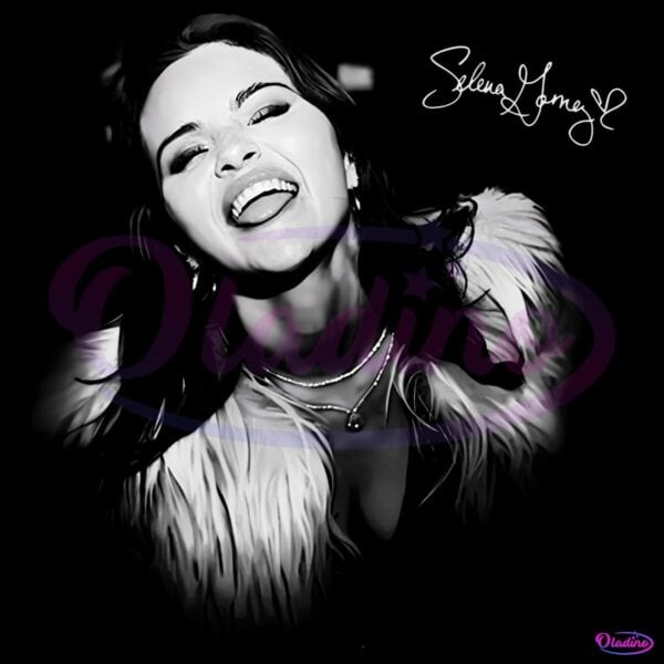 Selena Gomez Glamorous Laughing Portrait PNG