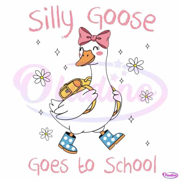 Silly Goose First Day Of School Coquette Girl Walking SVG